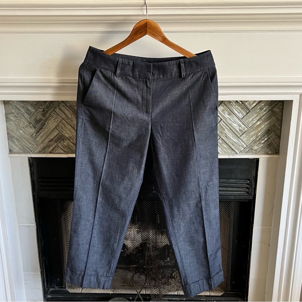 NWOT Gorgeous Pleated ANN TAYLOR Factory DARK CHAMBRAY CROPPED Ankle TROUSERS 4 - Picture 4 of 14